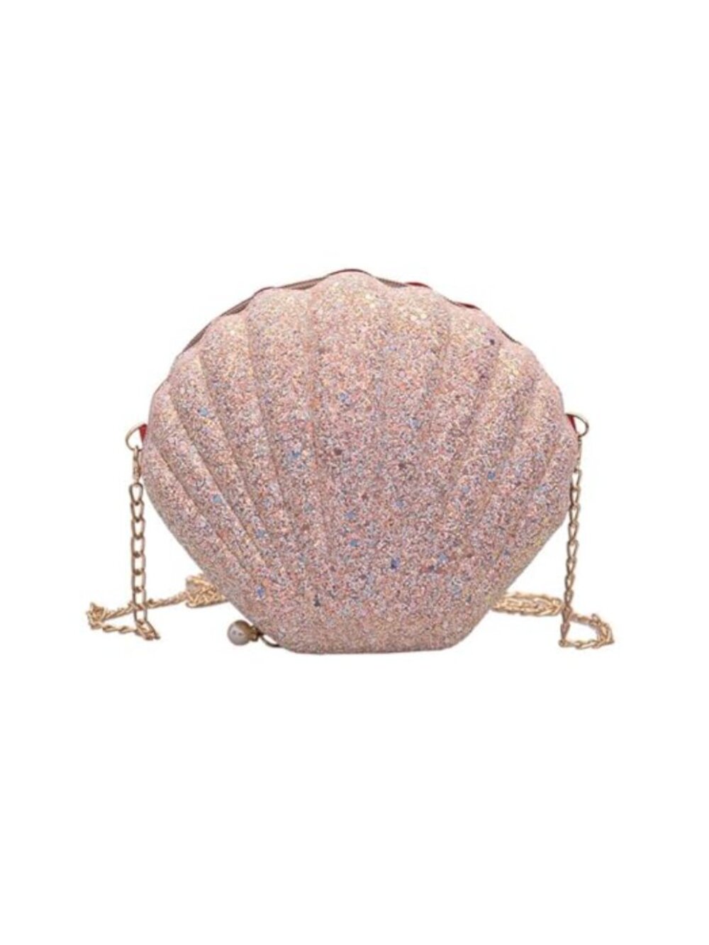 Sparkling Shell Clutch Evening Bag Sequins Detachable Chain Wristlet Party Purse